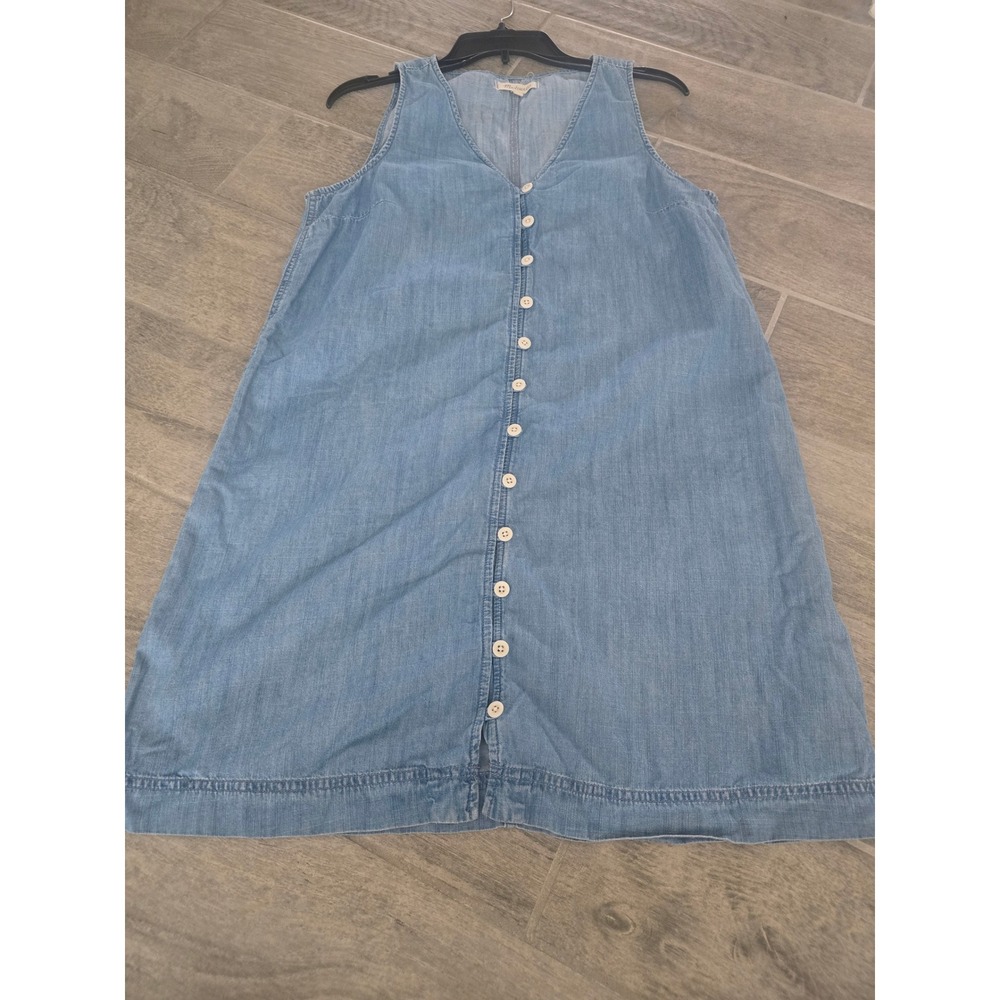 Madewell Womens Denim Button Front Easy Sleeveless Shift Dress Size Medium